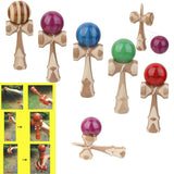 Kendama Japanese Ball Bamboo Tossing Catching Skill Game Toys Red and Blue