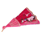 Rose Red Spanish Flower Floral Fabric Folding Hand Dancing Fan Party Favor