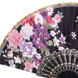 Sweet Style Flowers Hand Fan Folding Fan Dancing Party Fan - Black