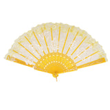 Maxbell Sweet Style Sequined Lace Rose Flowers Hand Fan Dancing Party Fan Yellow