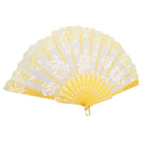 Maxbell Sweet Style Sequined Lace Rose Flowers Hand Fan Dancing Party Fan Yellow