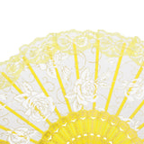 Maxbell Sweet Style Sequined Lace Rose Flowers Hand Fan Dancing Party Fan Yellow