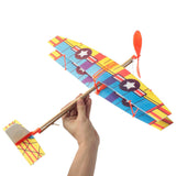 Assembly Airplane Aircraft Launched Powered By Rubber Band Blue & Yellow