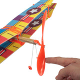 Assembly Airplane Aircraft Launched Powered By Rubber Band Blue & Yellow