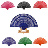Maxbell 3x Vintage Wood Hollow Out Carved Hand Fan Foldable Fan Folding Pocket Fan