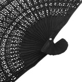 Maxbell 2x Vintage Wood Hollow Out Carved Hand Fan Foldable Fan Folding Pocket Fan