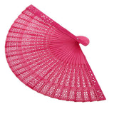 Maxbell 3x Vintage Wood Hollow Out Carved Hand Fan Foldable Fan Folding Pocket Fan