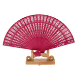 Maxbell 3x Vintage Wood Hollow Out Carved Hand Fan Foldable Fan Folding Pocket Fan