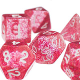 Maxbell 7pcs/set TRPG Game   Glitter D4-D20 Multi Sides Dice Pink