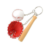 Maxbell Mini Baseball Ball+Bat+Glove Set Pendant Keyring Key Chain Gift - Red