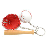 Maxbell Mini Baseball Ball+Bat+Glove Set Pendant Keyring Key Chain Gift - Red