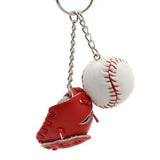 Maxbell Mini Baseball Ball+Bat+Glove Set Pendant Keyring Key Chain Gift - Red