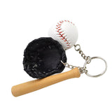 Maxbell Mini Baseball Ball+Bat+Glove Set Pendant Keyring Key Chain Gift - Black