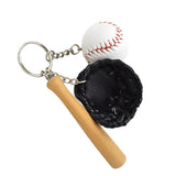 Maxbell Mini Baseball Ball+Bat+Glove Set Pendant Keyring Key Chain Gift - Black