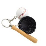 Maxbell Mini Baseball Ball+Bat+Glove Set Pendant Keyring Key Chain Gift - Black
