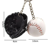 Maxbell Mini Baseball Ball+Bat+Glove Set Pendant Keyring Key Chain Gift - Black