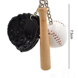 Maxbell Mini Baseball Ball+Bat+Glove Set Pendant Keyring Key Chain Gift - Black