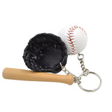 Maxbell Mini Baseball Ball+Bat+Glove Set Pendant Keyring Key Chain Gift - Black