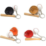 Maxbell Mini Baseball Ball+Bat+Glove Set Pendant Keyring Key Chain Gift - Black
