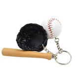 Maxbell Mini Baseball Ball+Bat+Glove Set Pendant Keyring Key Chain Gift - Black