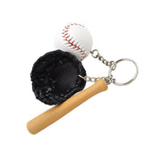 Maxbell Mini Baseball Ball+Bat+Glove Set Pendant Keyring Key Chain Gift - Black