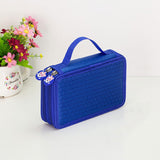 Maxbell 2 Layers Capacity Pencil Pen Case Travel Brush Makeup Storage Bag Blue