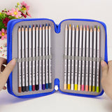 Maxbell 2 Layers Capacity Pencil Pen Case Travel Brush Makeup Storage Bag Blue