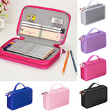 Maxbell 2 Layers Capacity Pencil Pen Case Travel Brush Makeup Storage Bag Blue