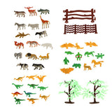 Maxbell Maxbell 68pcs Plastic Wild Animals Farm Yard Model Figure Kit