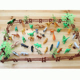 Maxbell Maxbell 68pcs Plastic Wild Animals Farm Yard Model Figure Kit