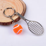 Maxbell Tennis Ball Racket Pendant Keyring Key Chain Gift - Orange