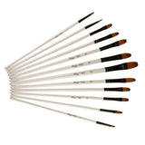 Maxbell Maxbell Set of 12 Pcs Nylon Hair Paint Brush Artist Painting Round Tip White Handle