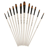 Maxbell Maxbell Set of 12 Pcs Nylon Hair Paint Brush Artist Painting Round Tip White Handle