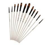 Maxbell Maxbell Set of 12 Pcs Nylon Hair Paint Brush Artist Painting Round Tip White Handle