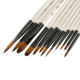 Maxbell Maxbell Set of 12 Pcs Nylon Hair Paint Brush Artist Painting Round Tip White Handle