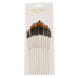 Maxbell Maxbell Set of 12 Pcs Nylon Hair Paint Brush Artist Painting Round Tip White Handle