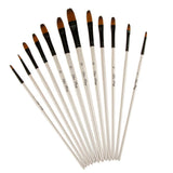 Maxbell Maxbell Set of 12 Pcs Nylon Hair Paint Brush Artist Painting Round Tip White Handle
