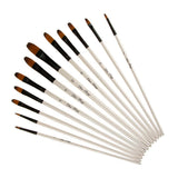 Maxbell Maxbell Set of 12 Pcs Nylon Hair Paint Brush Artist Painting Round Tip White Handle