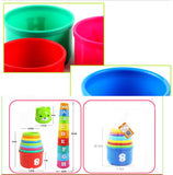 Maxbell Maxbell Set of Piles 9 Cups Stacking Up Rainbow Blocks Kids Toddlers Play Fun Toy