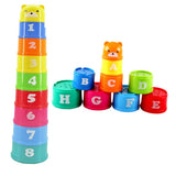 Maxbell Maxbell Set of Piles 9 Cups Stacking Up Rainbow Blocks Kids Toddlers Play Fun Toy