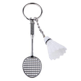 Mini Bedminton Racket Shuttlecock Pendant Keyring Key Chain Gift White