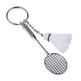 Mini Bedminton Racket Shuttlecock Pendant Keyring Key Chain Gift White