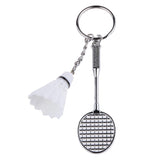 Mini Bedminton Racket Shuttlecock Pendant Keyring Key Chain Gift White