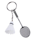 Mini Bedminton Racket Shuttlecock Pendant Keyring Key Chain Gift White