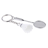 Mini Bedminton Racket Shuttlecock Pendant Keyring Key Chain Gift White