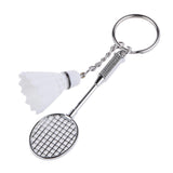 Mini Bedminton Racket Shuttlecock Pendant Keyring Key Chain Gift White