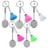 Mini Bedminton Racket Shuttlecock Pendant Keyring Key Chain Gift White