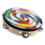 Maxbell Hand Held Tambourine Drum Bell Metal Jingles Musical Educational Toy 4''+8''