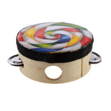 Maxbell Hand Held Tambourine Drum Bell Metal Jingles Musical Educational Toy 4''+8''