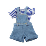 7x 1/6 Blue Stripe T-Shirt Jeans Jumpsuit for Blythe Dolls Clothes Accessories